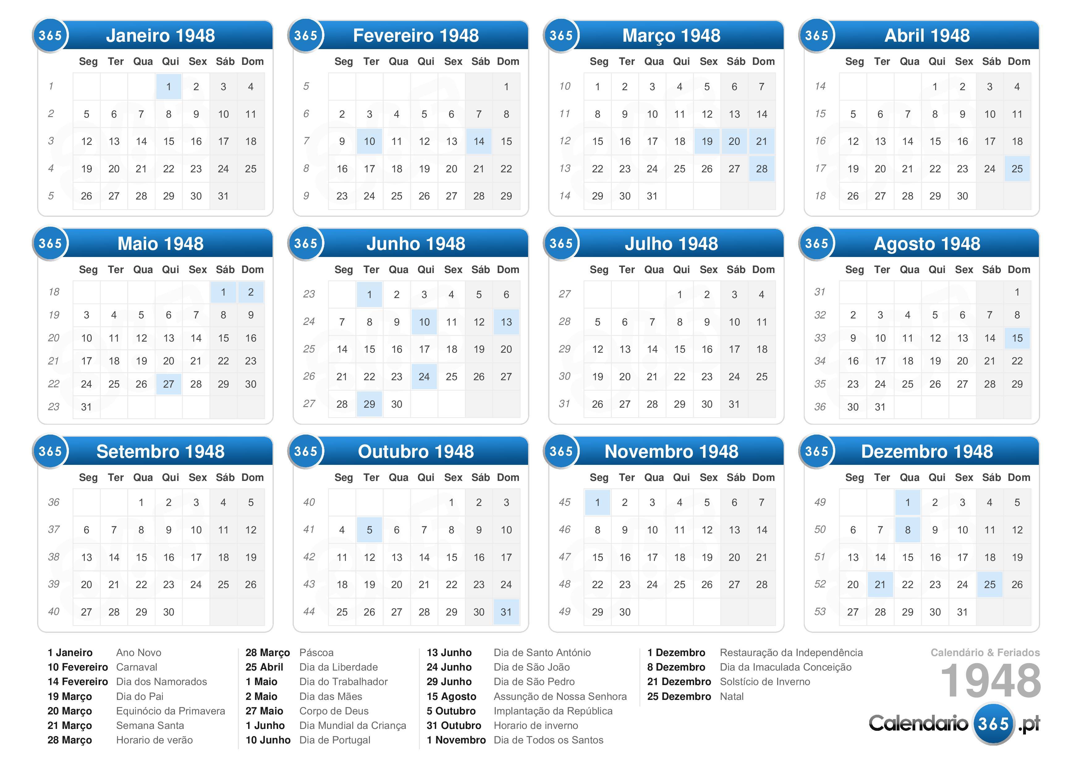 Calendário 1948